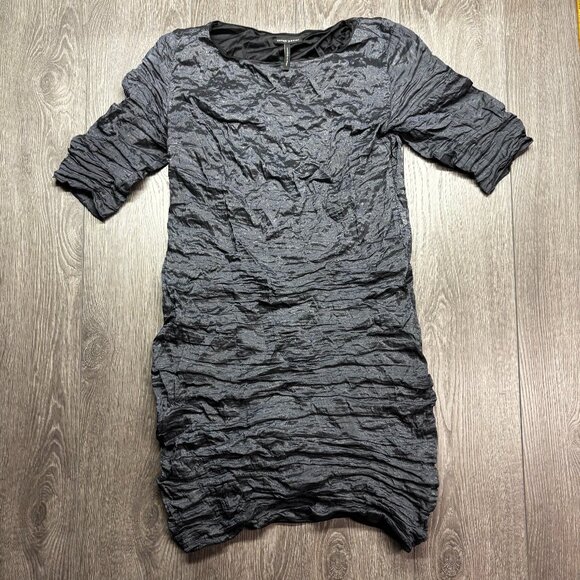 Sarah Picini Avant Garde Crinkle Dress Navy Designer Italy 3 - Picture 1 of 10